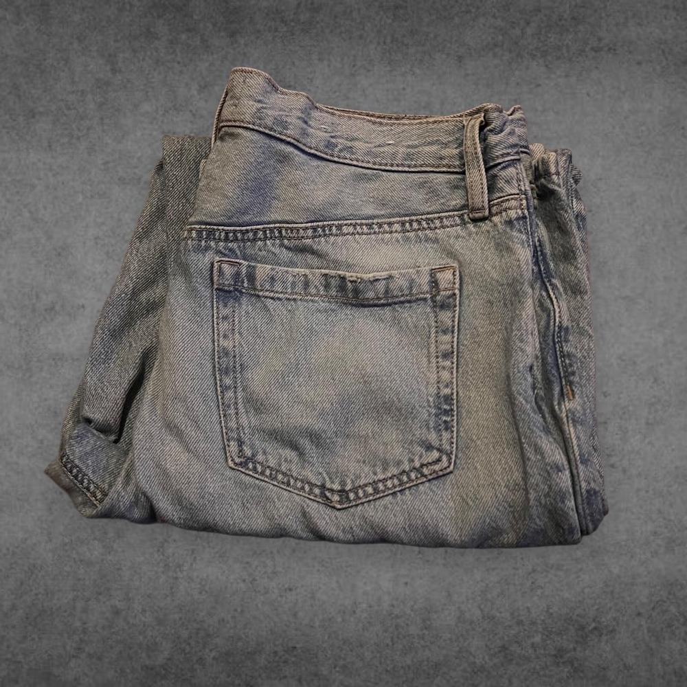 Garage Low Rise Baggy Denim Jeans Blue Wide Leg Y2K Streetwear Womens Size 7 28